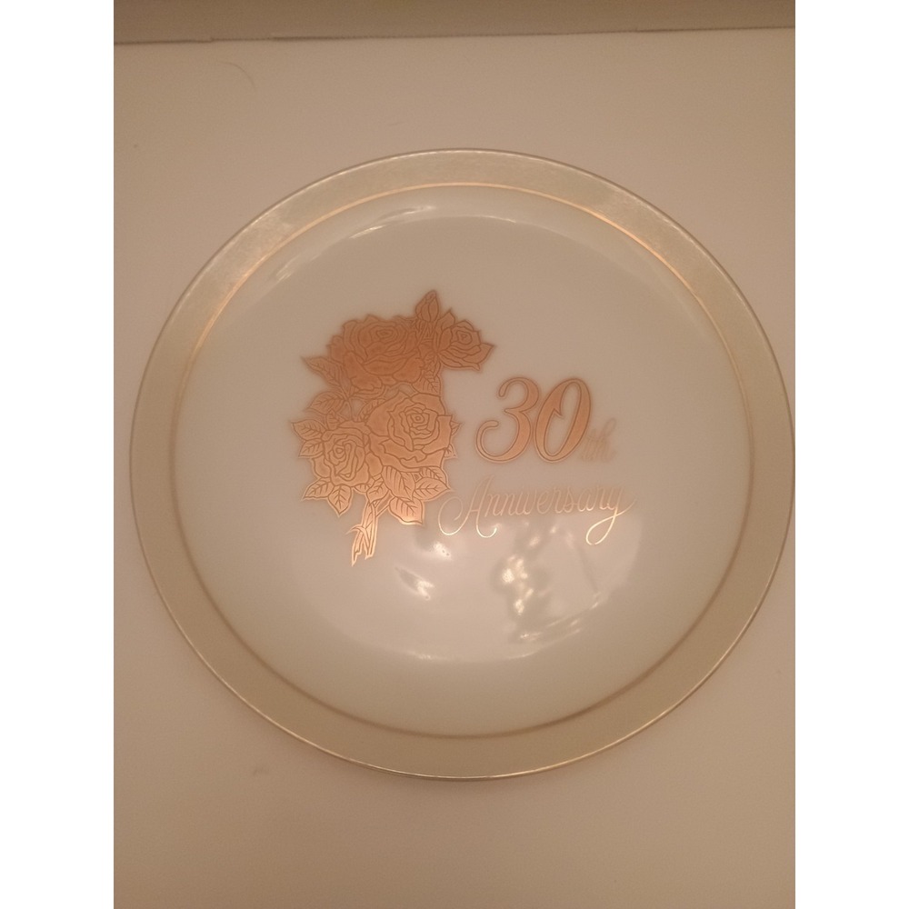 Vintage Chatilon Porcelain 30th Anniversary Decorative Plate With Gold Lettering